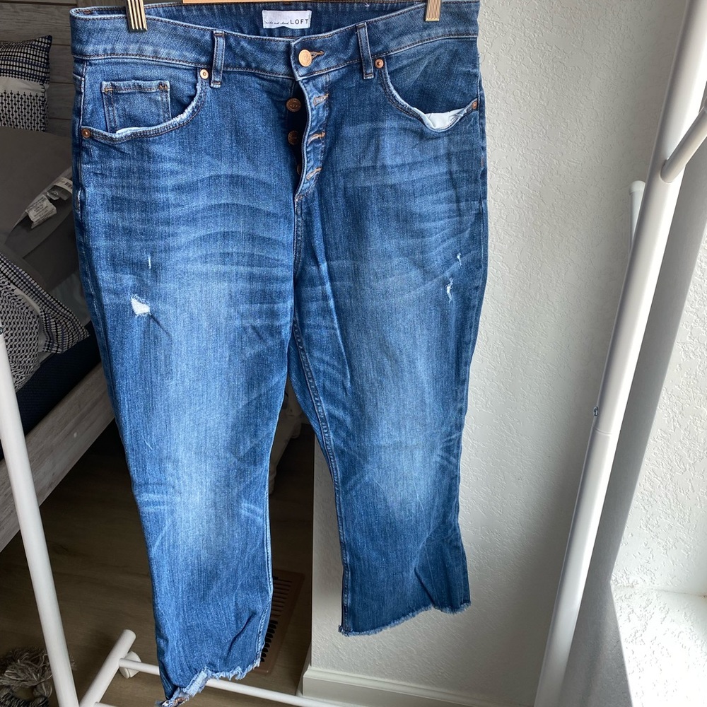 LOFT Curvy High Waist Flare Crop Jean Size 12